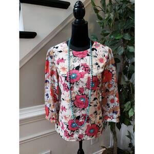 Tinley Road Blouse Women S Multicolor Floral Long Sleeve Lined Dressy Top